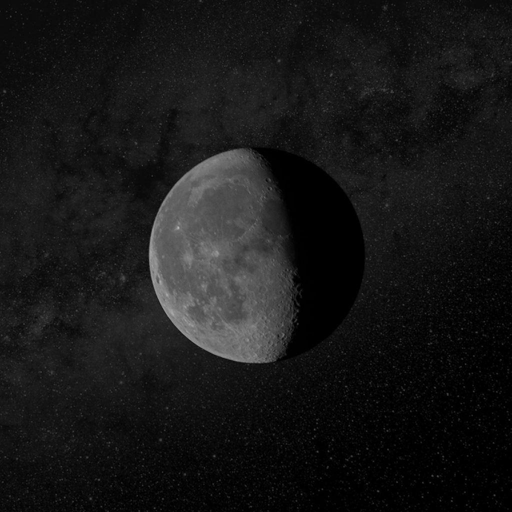 grayscale photo of full moon